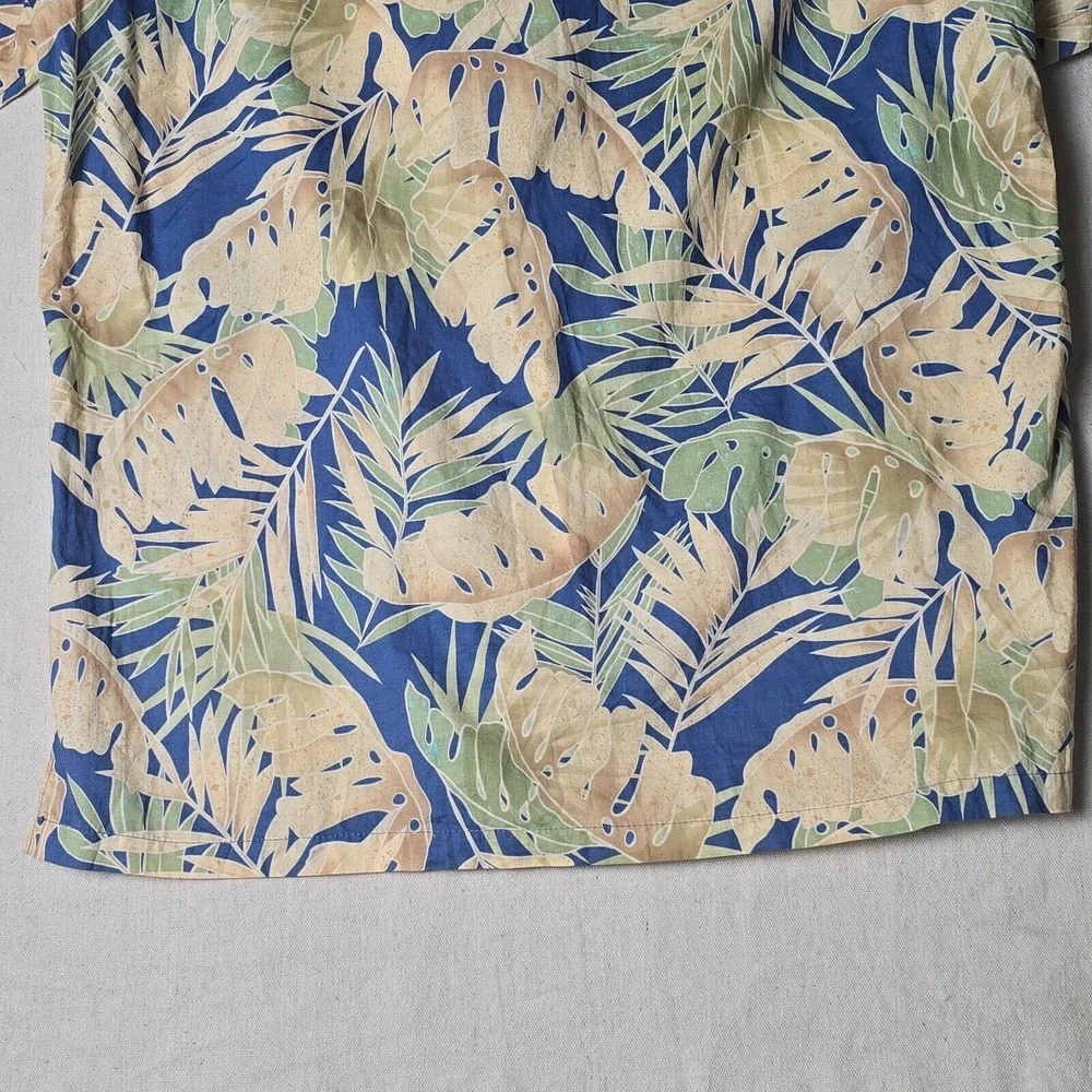 Tori Richard Hawaiian Shirt XL Short Sleeve 100% Cotton Blue/Green Leaves USA - Picture 15 of 16
